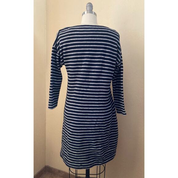 Talbots Women's Knit Sheath Dress Size MP Dark Navy Blue Striped - Picture 8 of 12